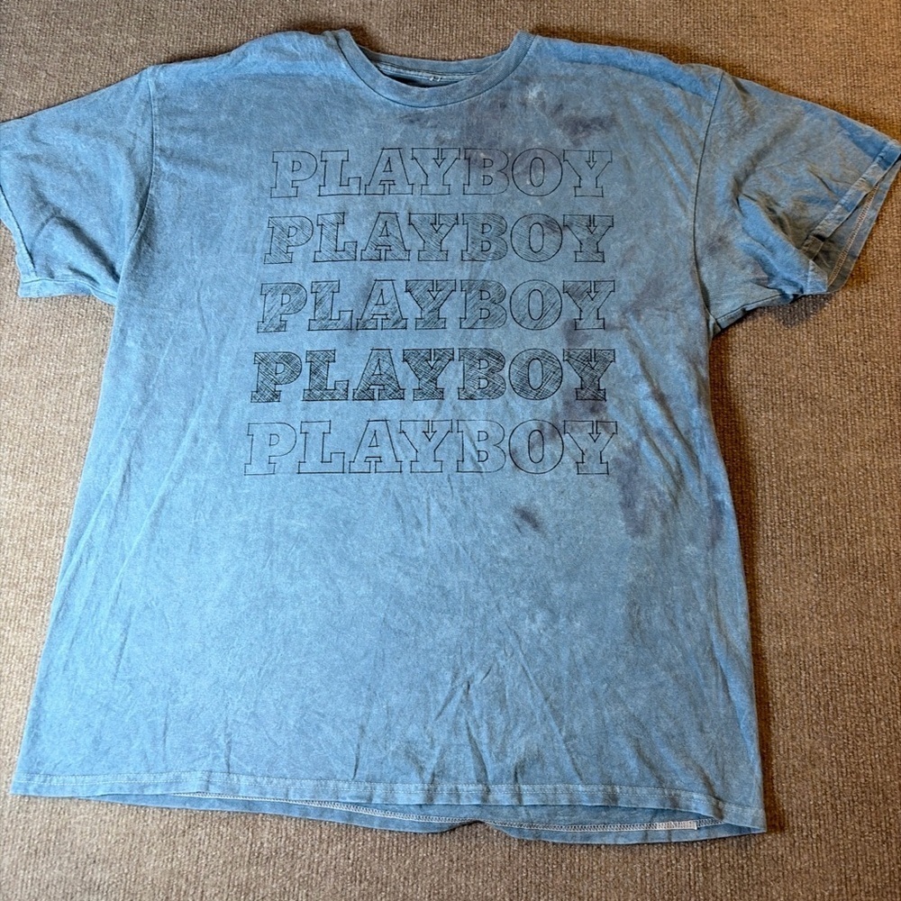PLAYBOY Men's Short Sleeve Tee in Faded Blue 0245